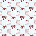 Valentine Love Notes, Heart, and Rad Ribbon Seamless Pattern Royalty Free Stock Photo